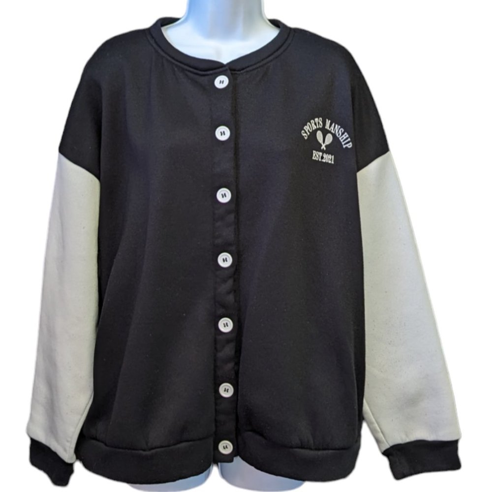 Shein Bomber Varsity Jacket Button Close Spring Fall Coat Women's Size Large